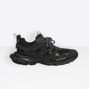 Balenciaga Men Shoes Track Trainers in Black Mesh and Nylon-Black