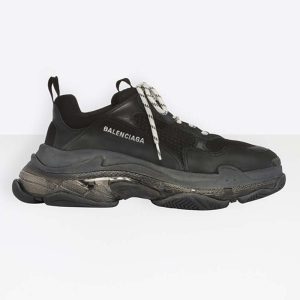 Balenciaga Unisex Shoes Triple S Clear Sole Trainers-Black