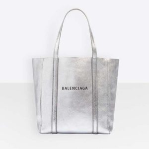 Balenciaga Women Everyday Tote XXS Metallic Effect-Silver