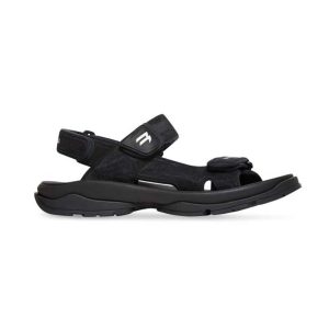 Balenciaga Women Tourist Sandal in Black Technical Material