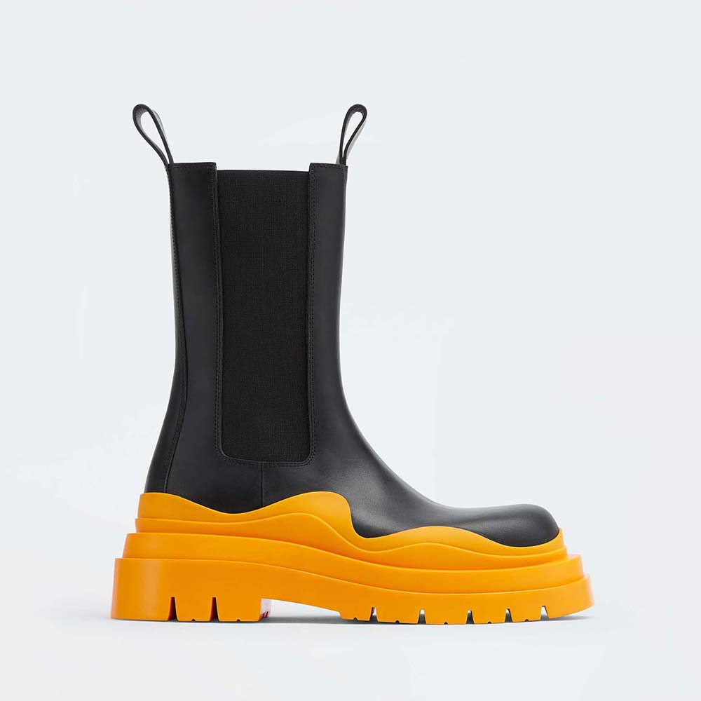 Bottega Veneta Unisex Tire Chelsea Boot in Vegetally-Tanned Leather-Orange