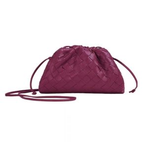 Bottega Veneta Women Mini Pouch Soft Voluminous Clutch in Supple Calf Leather-Purple