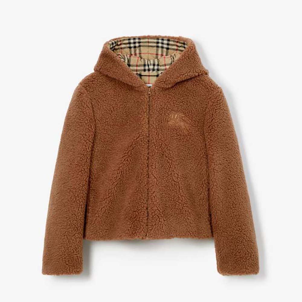Burberry Women EKD Fleece Hooded Jacket-Brown