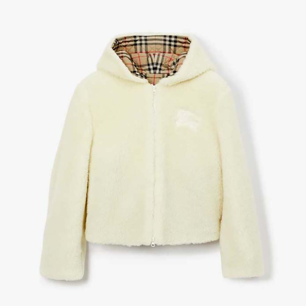 Burberry Women EKD Fleece Hooded Jacket-White