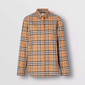 Burberry Women Vintage Check Cotton Oversized Shirt