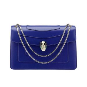 Bvlgari Serpenti Forever Medium Flap Cover Chain Bag Calfskin-Navy