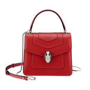 Bvlgari Women Serpenti Forever Flap Cover Bag-Red