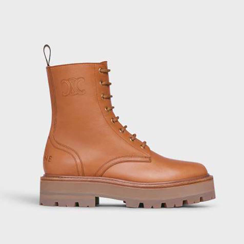 Celine Women Bulky Laced up Boot in Calfskin-Brown