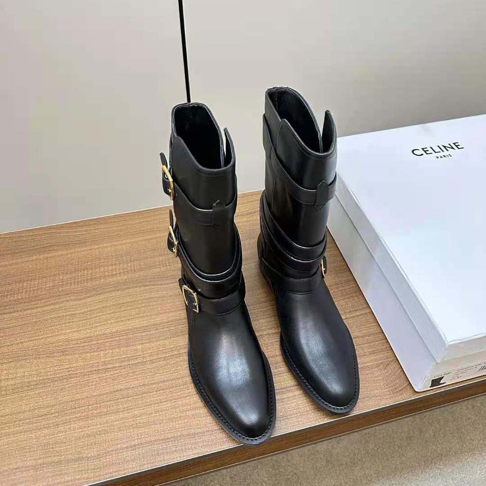 Celine Women Celine Lyra Triple Buckles Boot in Calfskin-Black - Image 2