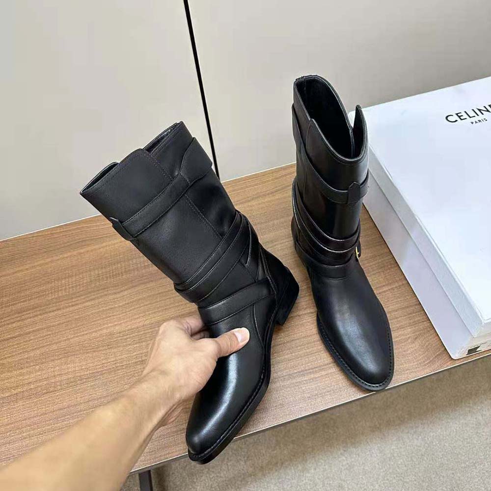 Celine Women Celine Lyra Triple Buckles Boot in Calfskin-Black - Image 3