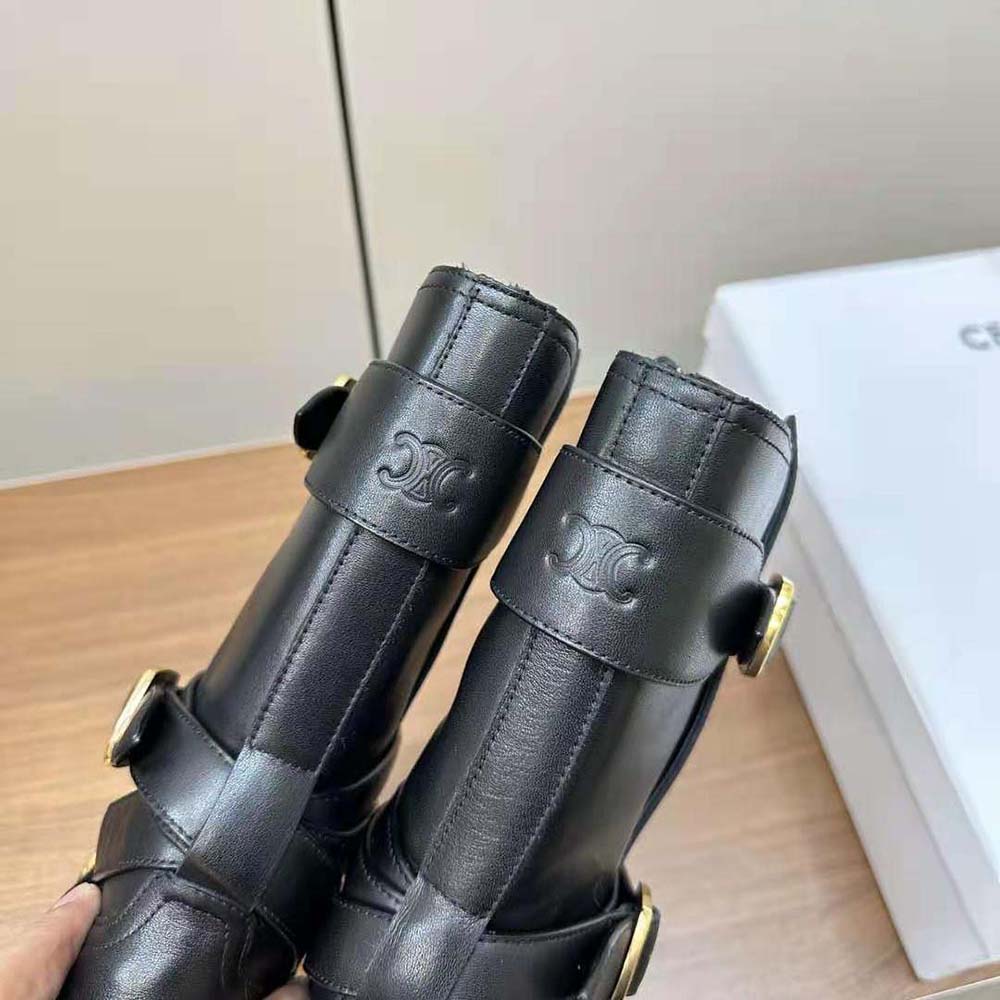 Celine Women Celine Lyra Triple Buckles Boot in Calfskin-Black - Image 9