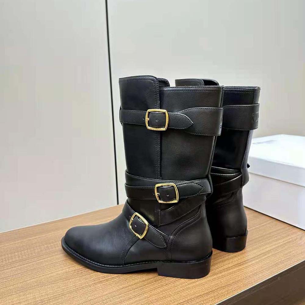 Celine Women Celine Lyra Triple Buckles Boot in Calfskin-Black - Image 6