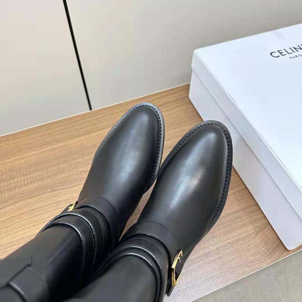 Celine Women Celine Lyra Triple Buckles Boot in Calfskin-Black - Image 8