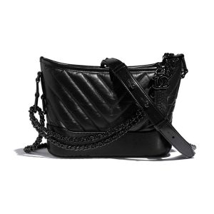 Chanel Women Chanel’s Gabrielle Small Hobo Bag in Aged and Smooth Calfskin-Black A91810