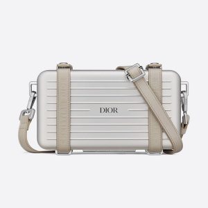 Dior Men Dior and Rimowa Personal Clutch Aluminum and Grained Calfskin