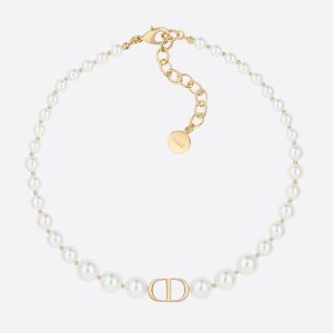 Dior Women 30 Montaigne Choker Gold-Finish Metal and White Resin Pearls