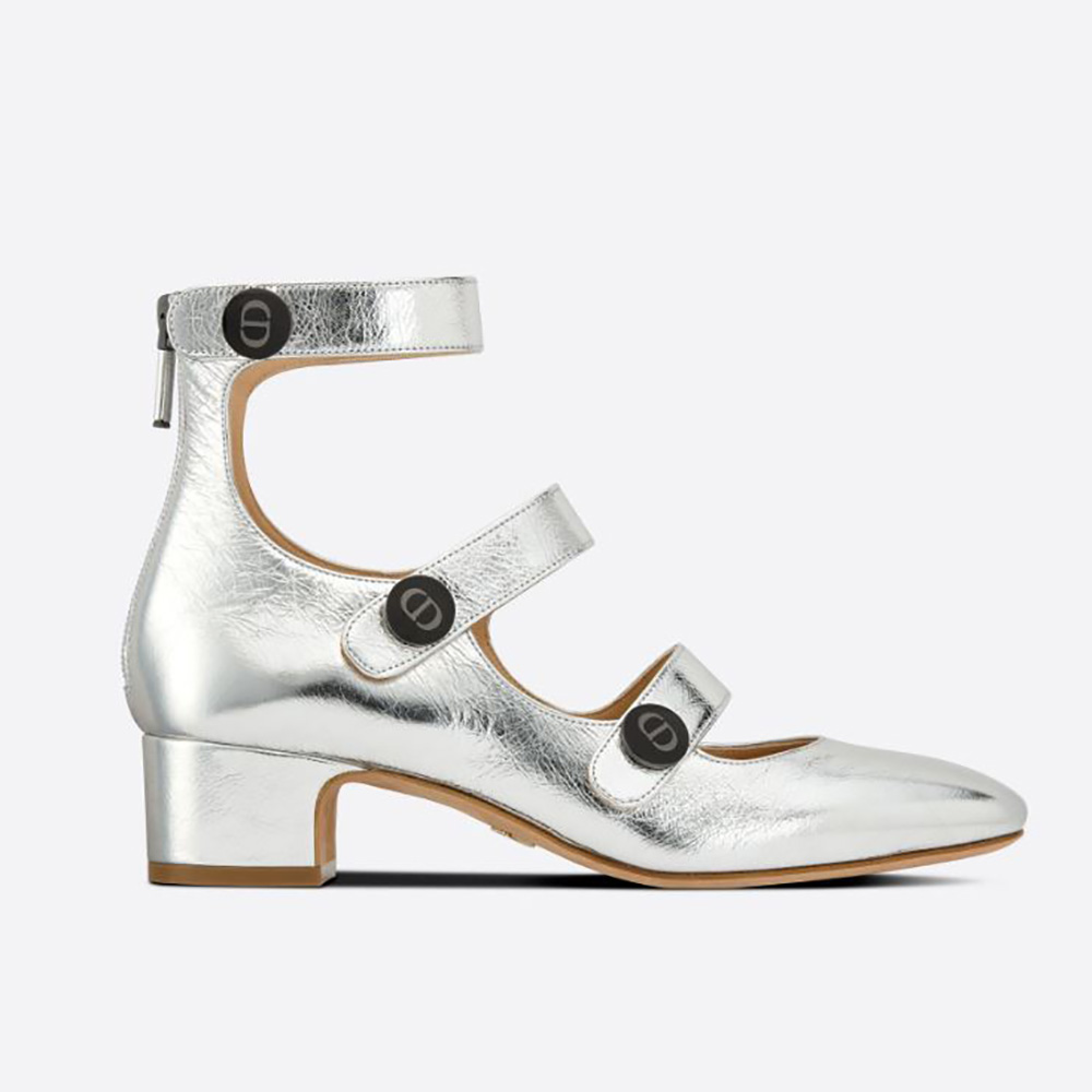 Dior Women D-Doll Pump Silver-Tone Shiny Laminated Calfskin