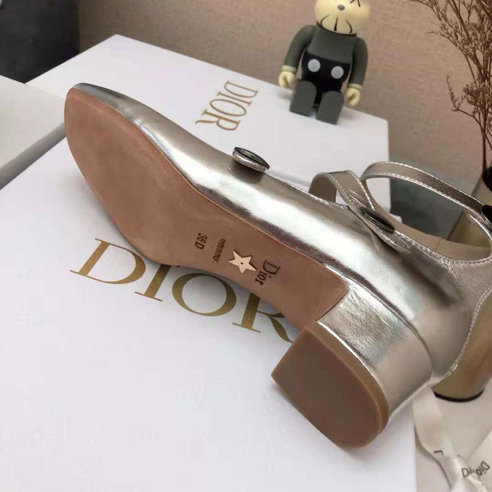 Dior Women D-Doll Pump Silver-Tone Shiny Laminated Calfskin - Image 10