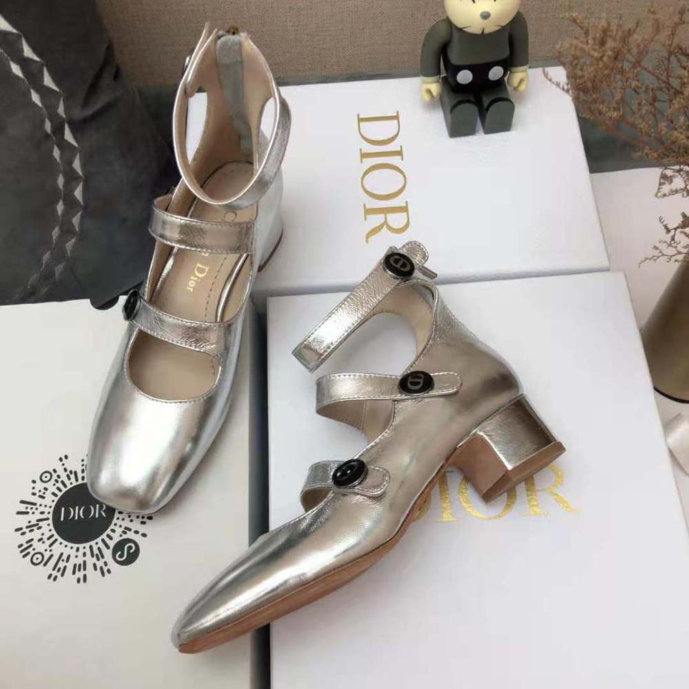 Dior Women D-Doll Pump Silver-Tone Shiny Laminated Calfskin - Image 5