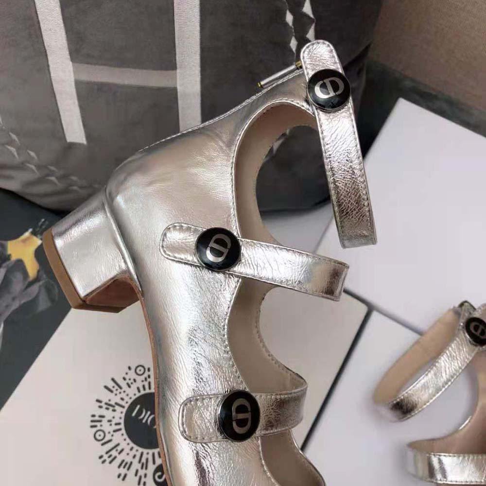 Dior Women D-Doll Pump Silver-Tone Shiny Laminated Calfskin - Image 7