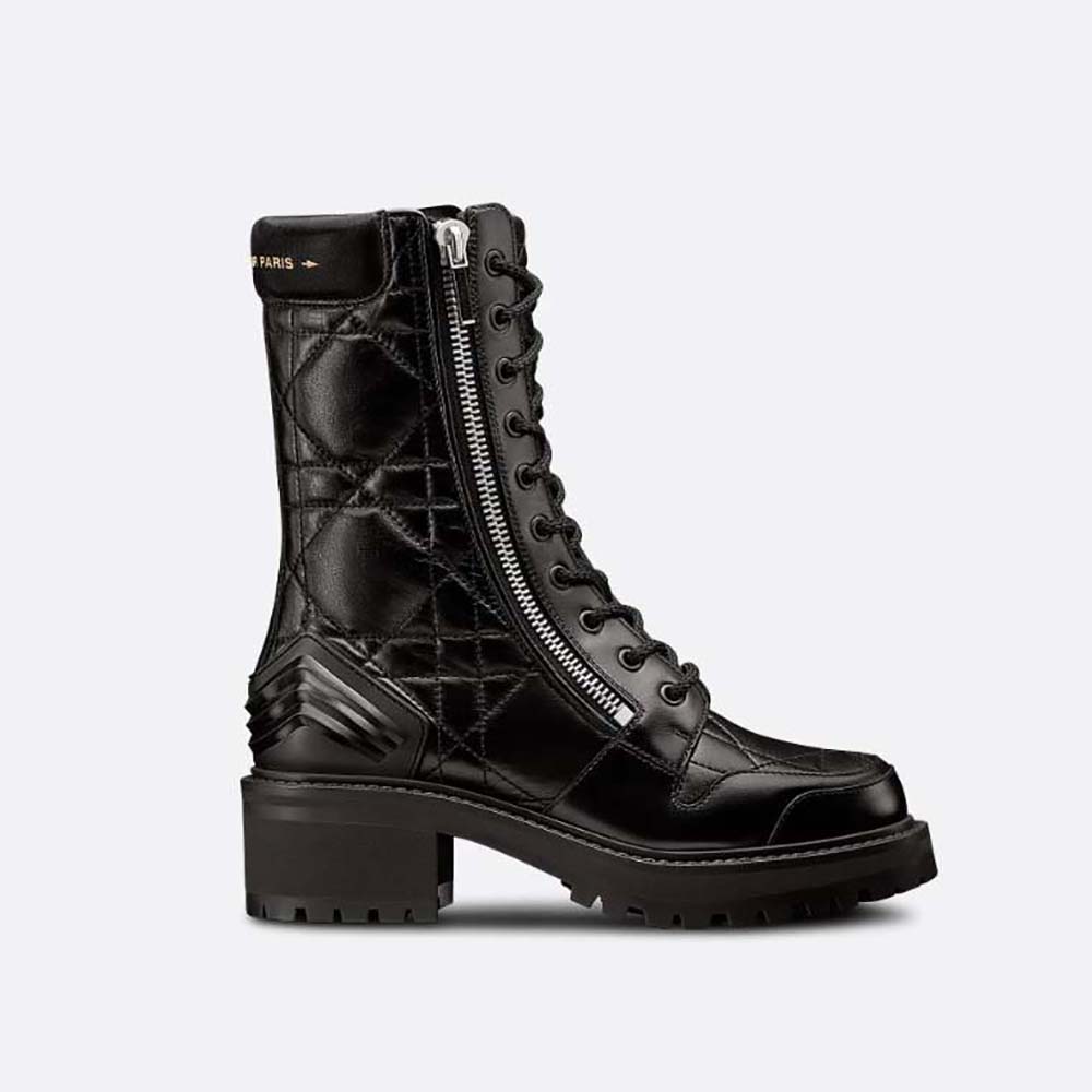 Dior Women D-Leader Ankle Boot Black Quilted Cannage Calfskin