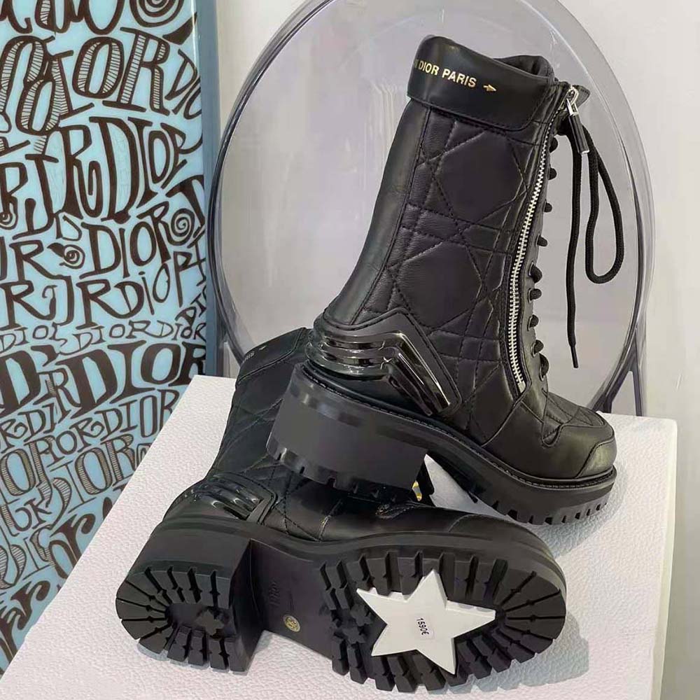 Dior Women D-Leader Ankle Boot Black Quilted Cannage Calfskin - Image 7