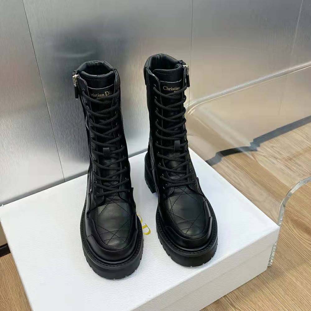 Dior Women D-Leader Ankle Boot Black Quilted Cannage Calfskin - Image 2