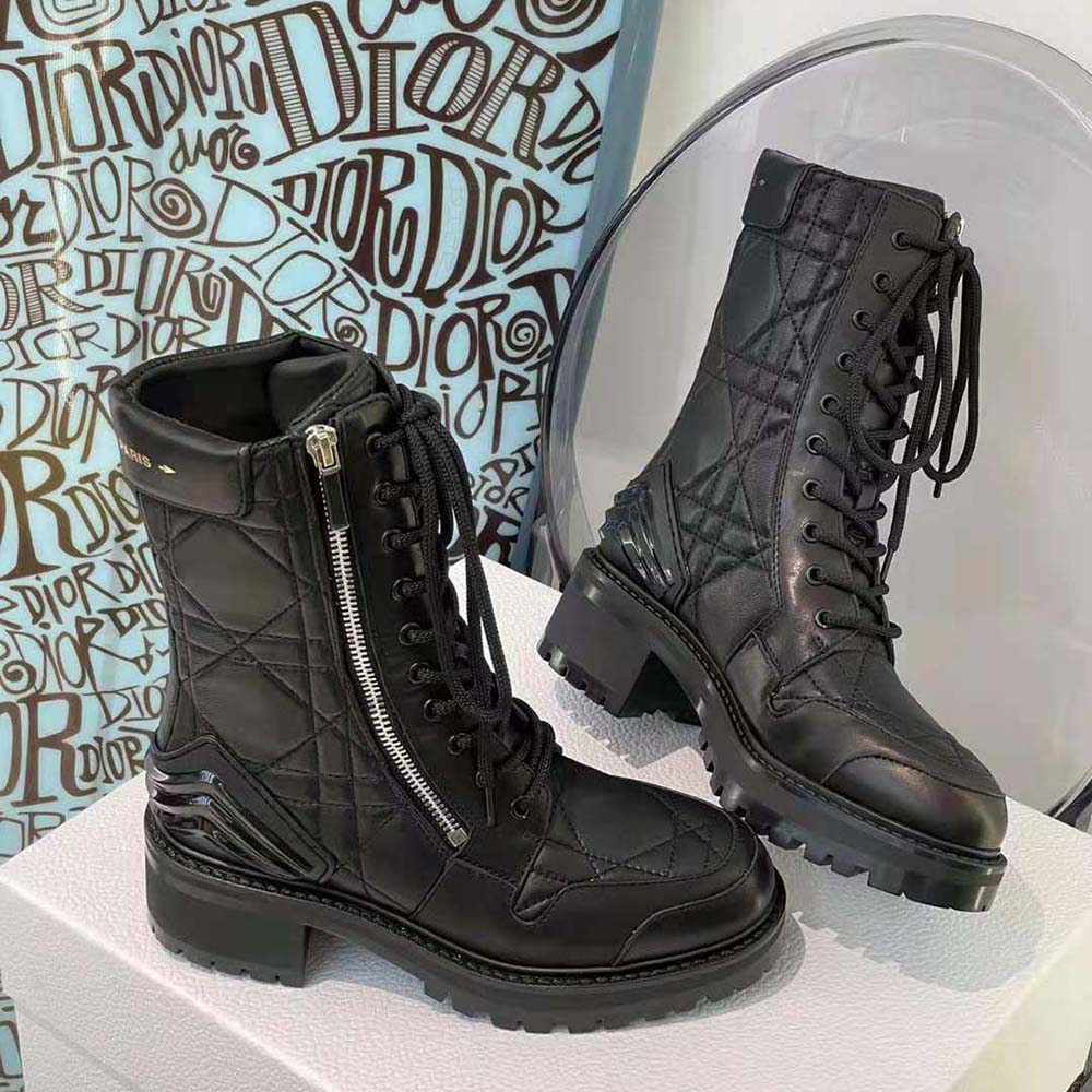 Dior Women D-Leader Ankle Boot Black Quilted Cannage Calfskin - Image 5