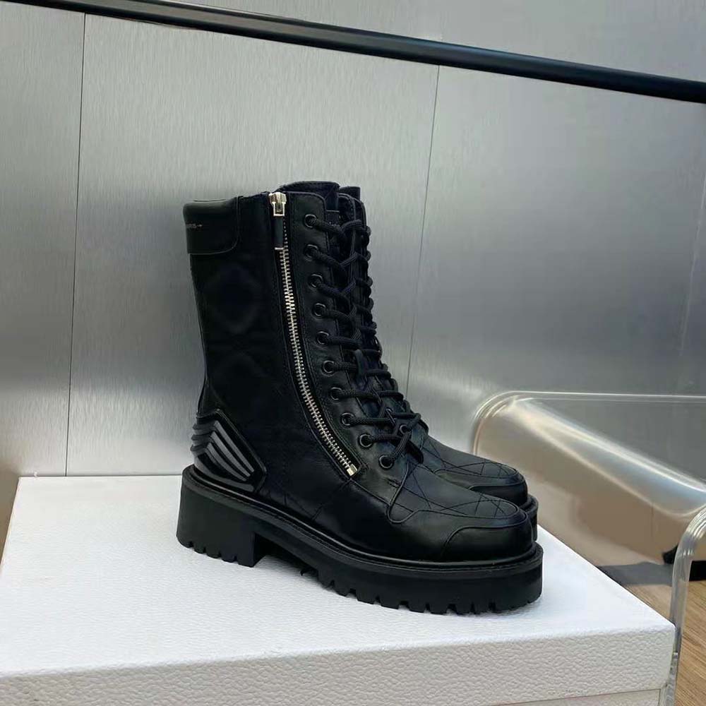 Dior Women D-Leader Ankle Boot Black Quilted Cannage Calfskin - Image 5