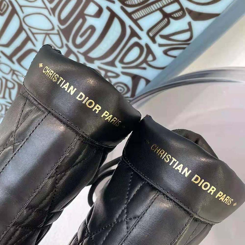 Dior Women D-Leader Ankle Boot Black Quilted Cannage Calfskin - Image 9