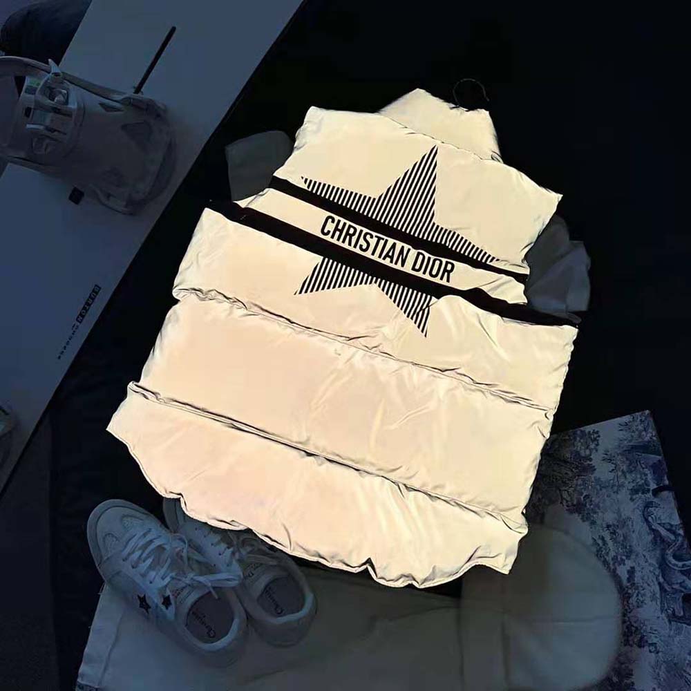 Dior Women Dioralps Sleeveless Down Jacket Silver-Tone Reflective Dior Star Quilted Technical Taffeta - Image 7