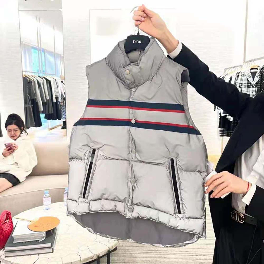 Dior Women Dioralps Sleeveless Down Jacket Silver-Tone Reflective Dior Star Quilted Technical Taffeta - Image 4
