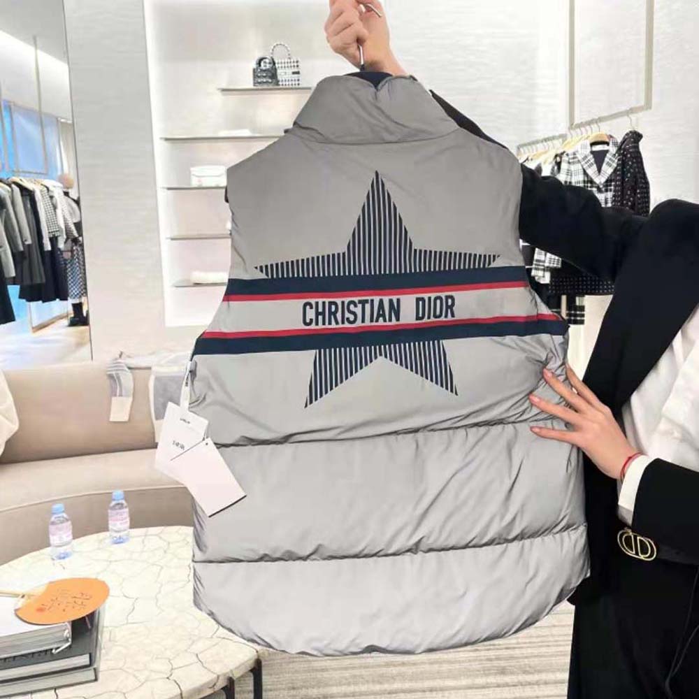 Dior Women Dioralps Sleeveless Down Jacket Silver-Tone Reflective Dior Star Quilted Technical Taffeta - Image 5