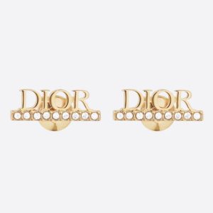 Dior Women Dio(r)evolution stud earrings Gold-Finish Metal and White Crystals
