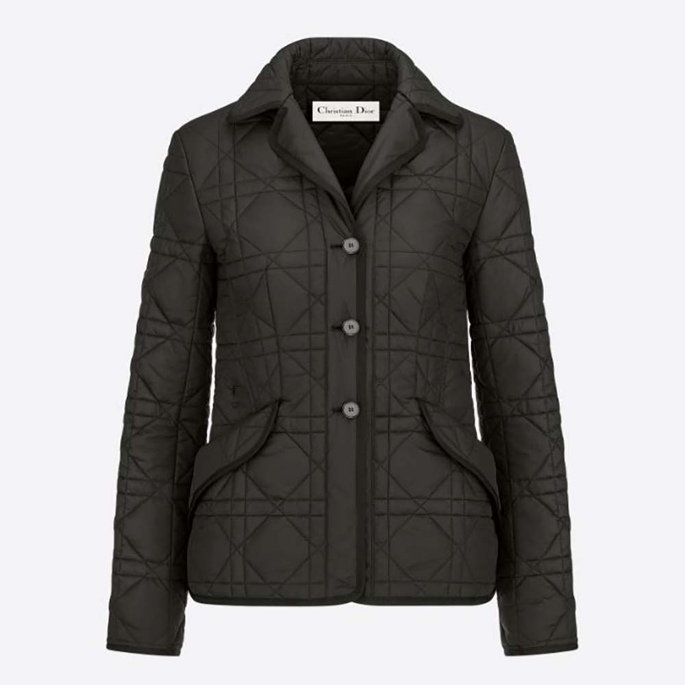 Dior Women Macrocannage Bar Jacket Black Quilted Technical Taffeta