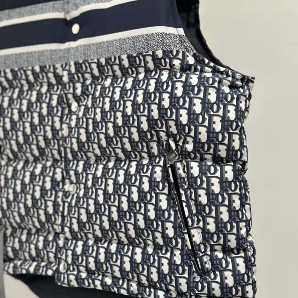 Dior Women Reversible Puffer Vest Blue and Ecru Dior Oblique Quilted Technical Taffeta - Image 10