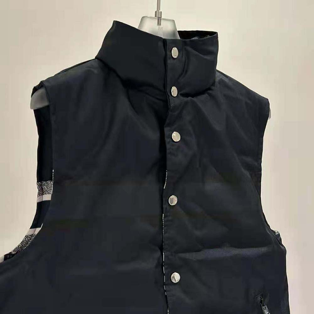 Dior Women Reversible Puffer Vest Blue and Ecru Dior Oblique Quilted Technical Taffeta - Image 8