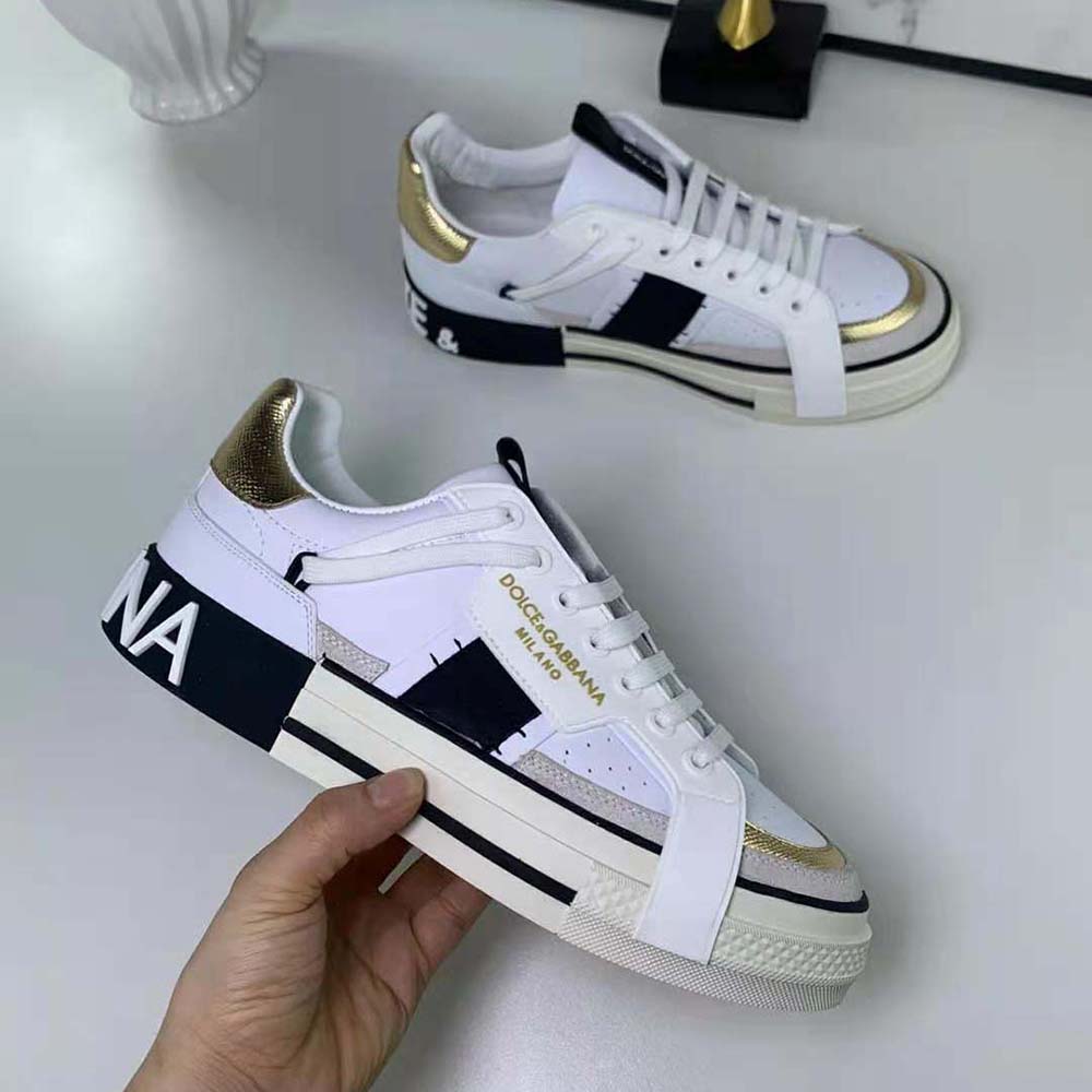 Dolce Gabbana D&G Women Calfskin 2.Zero Custom Sneakers with Contrasting Details-Black - Image 7