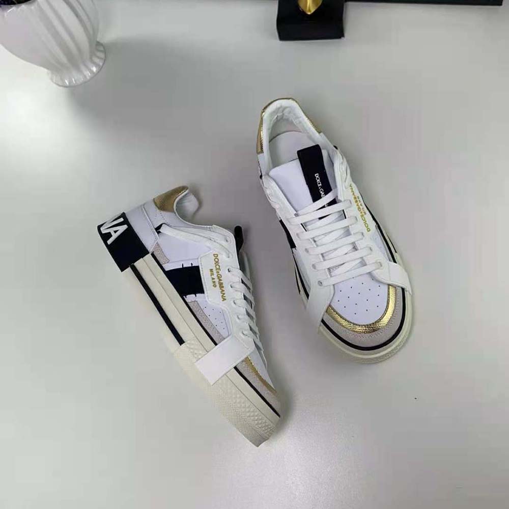 Dolce Gabbana D&G Women Calfskin 2.Zero Custom Sneakers with Contrasting Details-Black - Image 5