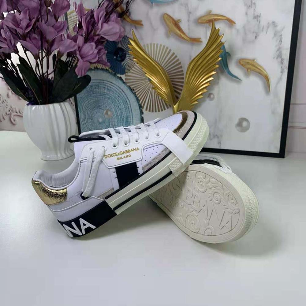 Dolce Gabbana D&G Women Calfskin 2.Zero Custom Sneakers with Contrasting Details-Black - Image 6