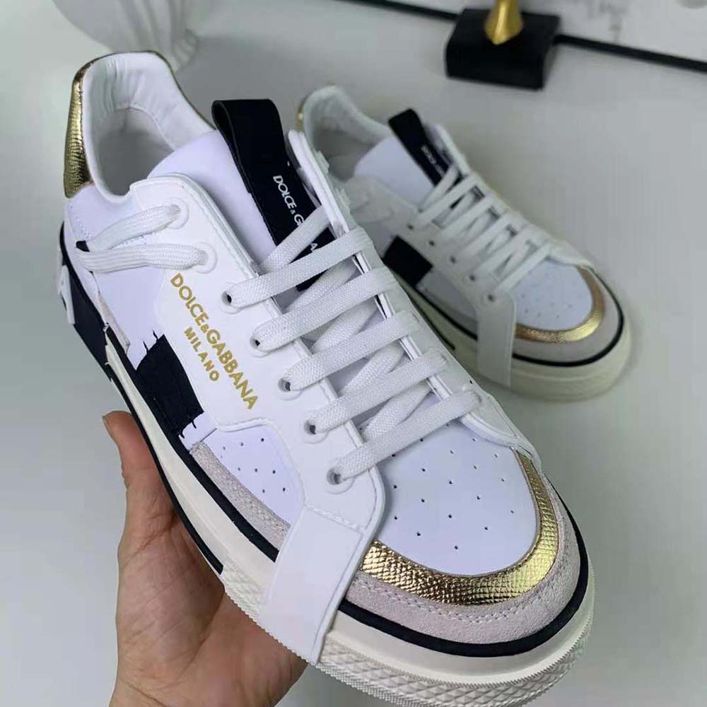 Dolce Gabbana D&G Women Calfskin 2.Zero Custom Sneakers with Contrasting Details-Black - Image 9