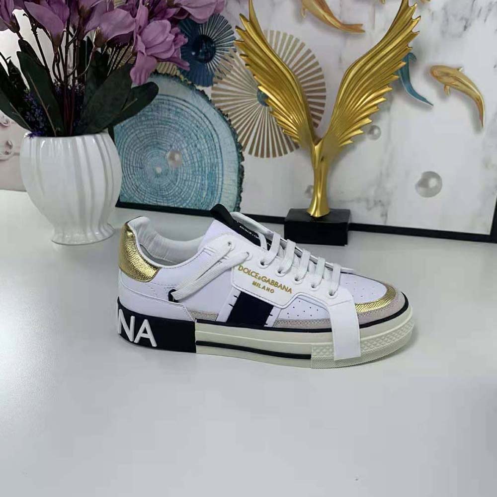 Dolce Gabbana D&G Women Calfskin 2.Zero Custom Sneakers with Contrasting Details-Black - Image 8