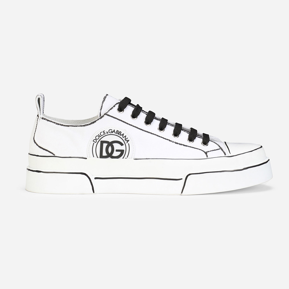 Dolce Gabbana D&G Women Hand-painted Canvas Portofino Light Sneakers-White