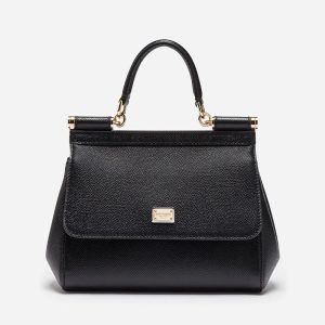 Dolce Gabbana D&G Women Small Dauphine Leather Sicily Bag-Black