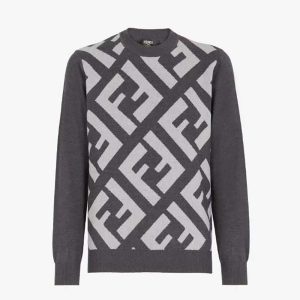 Fendi Men Gray Wool Sweater-FZX091APJKF1ML0