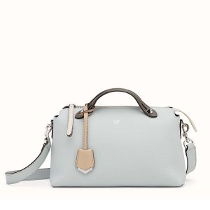 Fendi Women By the Way Regular Small Leather Boston Bag-Aqua