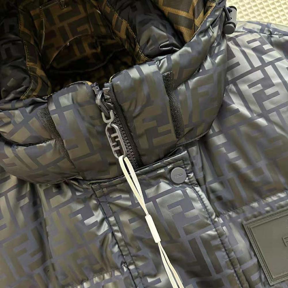 Fendi Women Down Jacket Blue FF Tech Fabric Down Jacket - Image 7