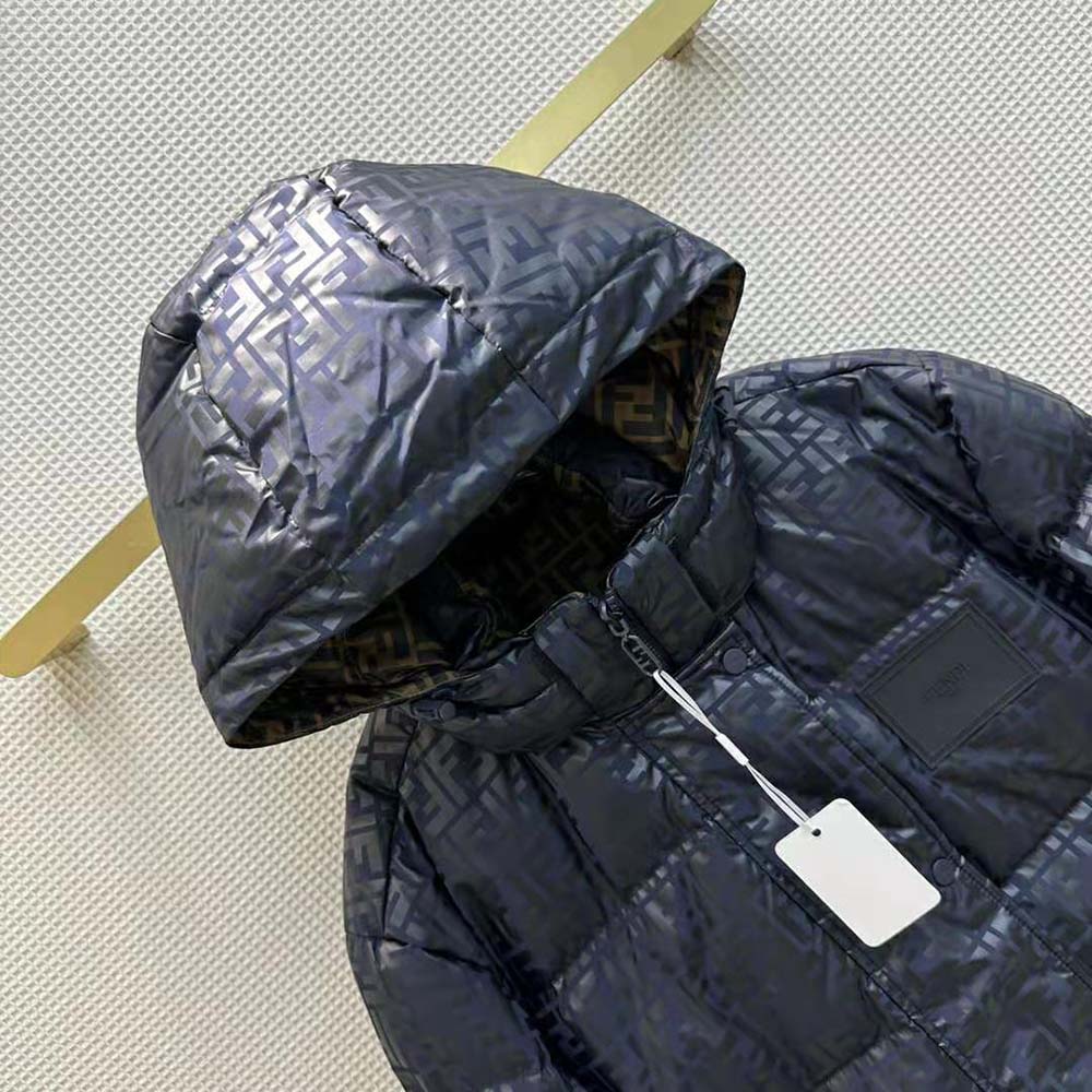 Fendi Women Down Jacket Blue FF Tech Fabric Down Jacket - Image 5