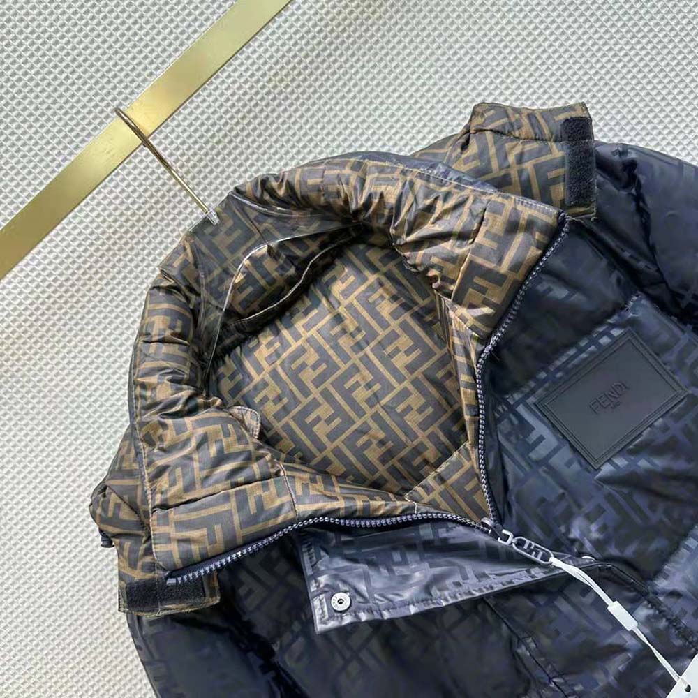Fendi Women Down Jacket Blue FF Tech Fabric Down Jacket - Image 6