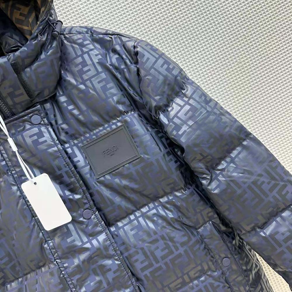 Fendi Women Down Jacket Blue FF Tech Fabric Down Jacket - Image 9